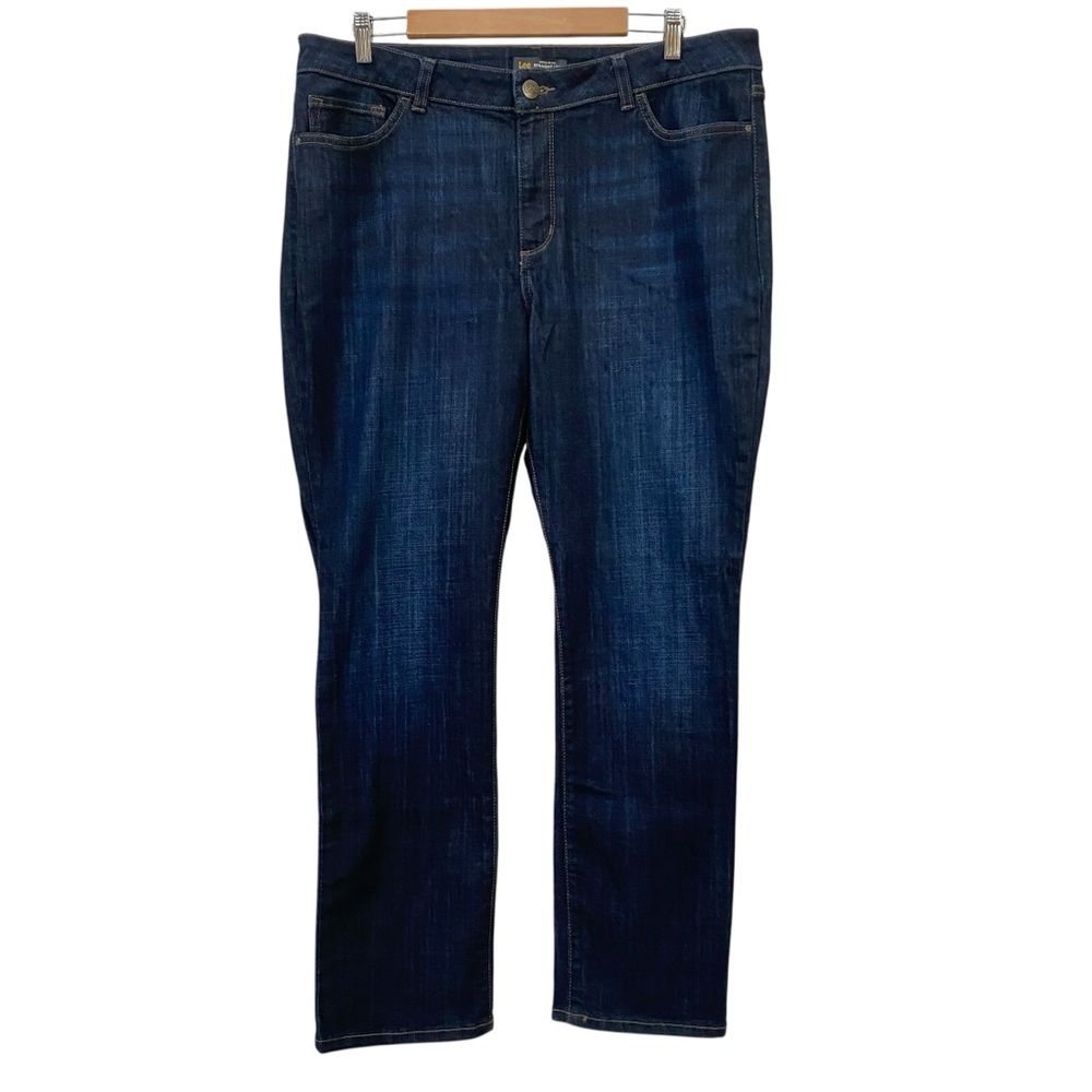 Lee Regular Fit Dark Blue Jeans Straight Leg Mid Rise size 18 M